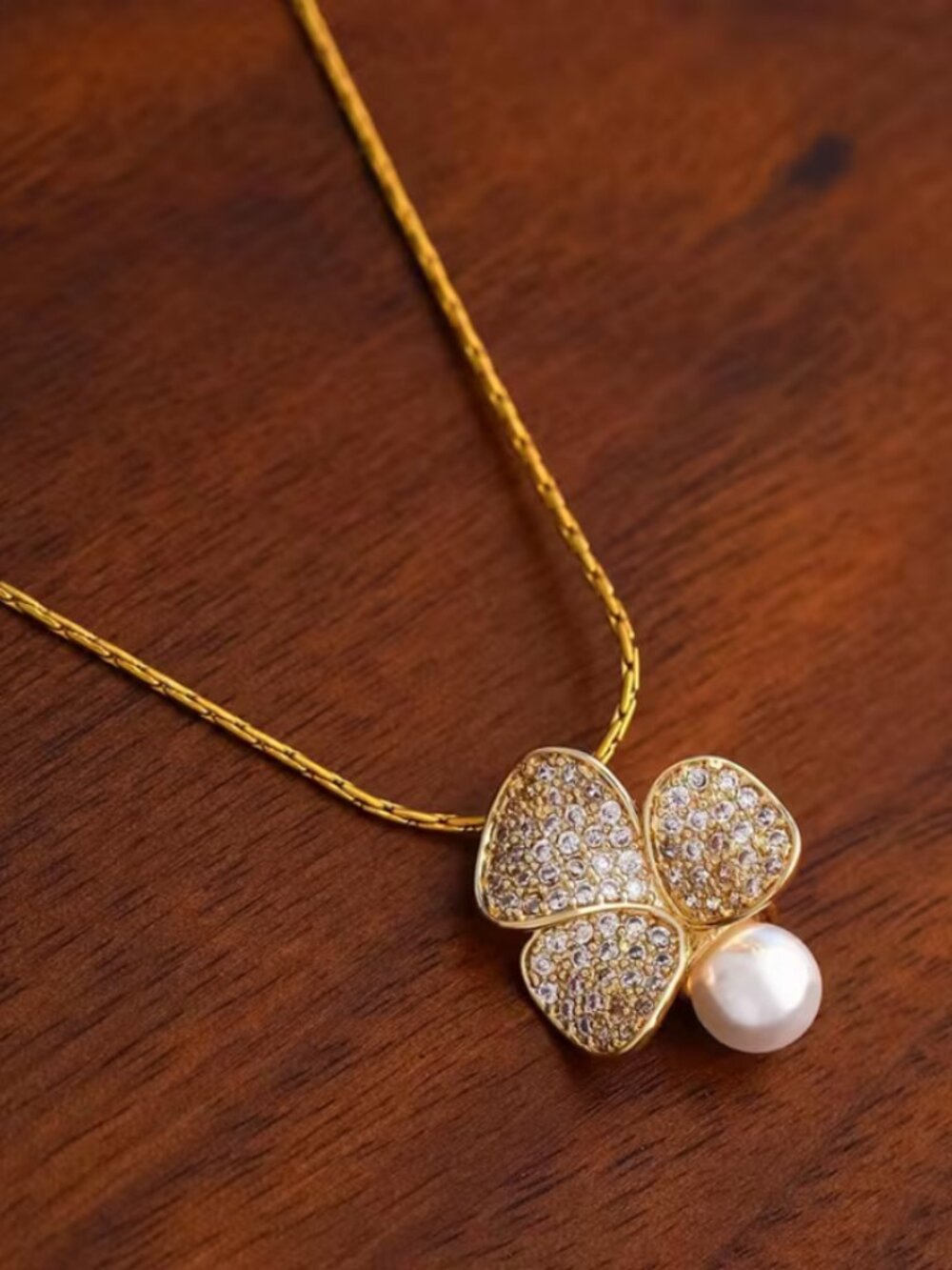 14K Gold Womens 1ct Diamond Solitaire Pearl Pendant Necklace 14 K Silver Jewelry